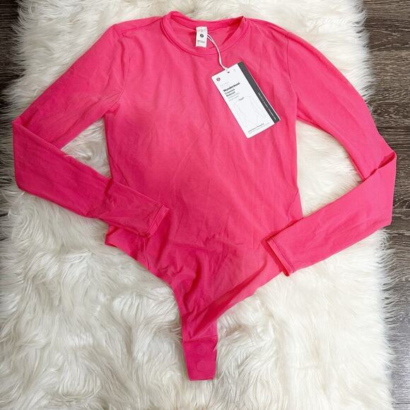 NWT Lululemon Womens Wundermost Nulu Mesh Long Sleeve Bodysuit Size Small Pink - Picture 4 of 10